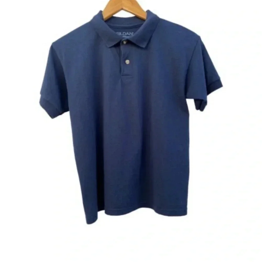 Gildan DryBlend Size youth Large School Uniform Navy Short Sleeve‎ Polo Shirt​